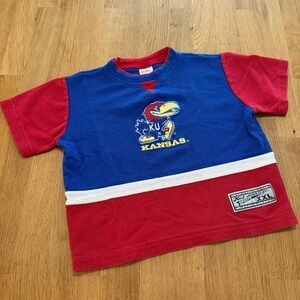 Vintage Kid Athlete 5/6 Red Blue KU Kansas Jayhawks Pullover Shirt